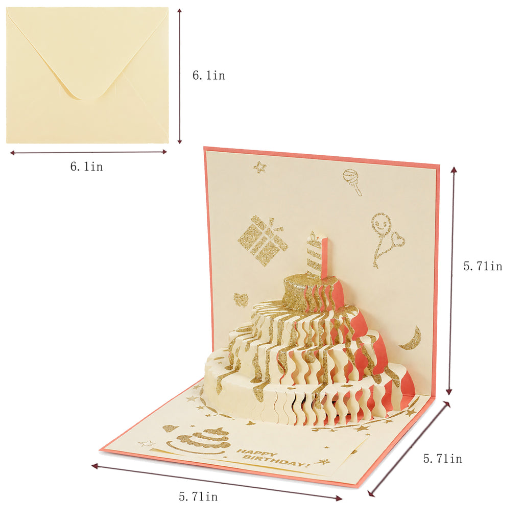 3D Pop-Up Birthday Cake Card — CC-PH-004 card size guide