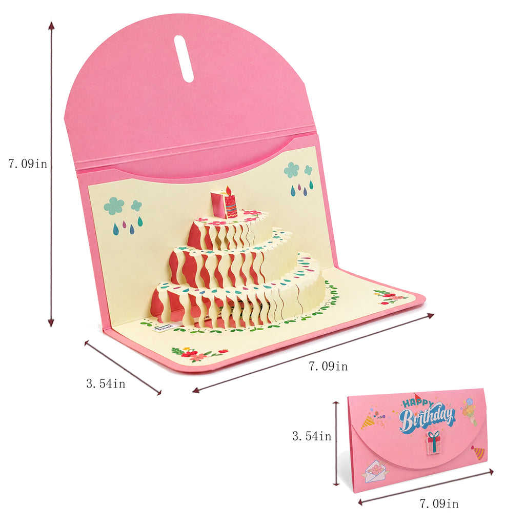 3D Pop-Up Birthday Cake Card — CC-PH-005 card size guide