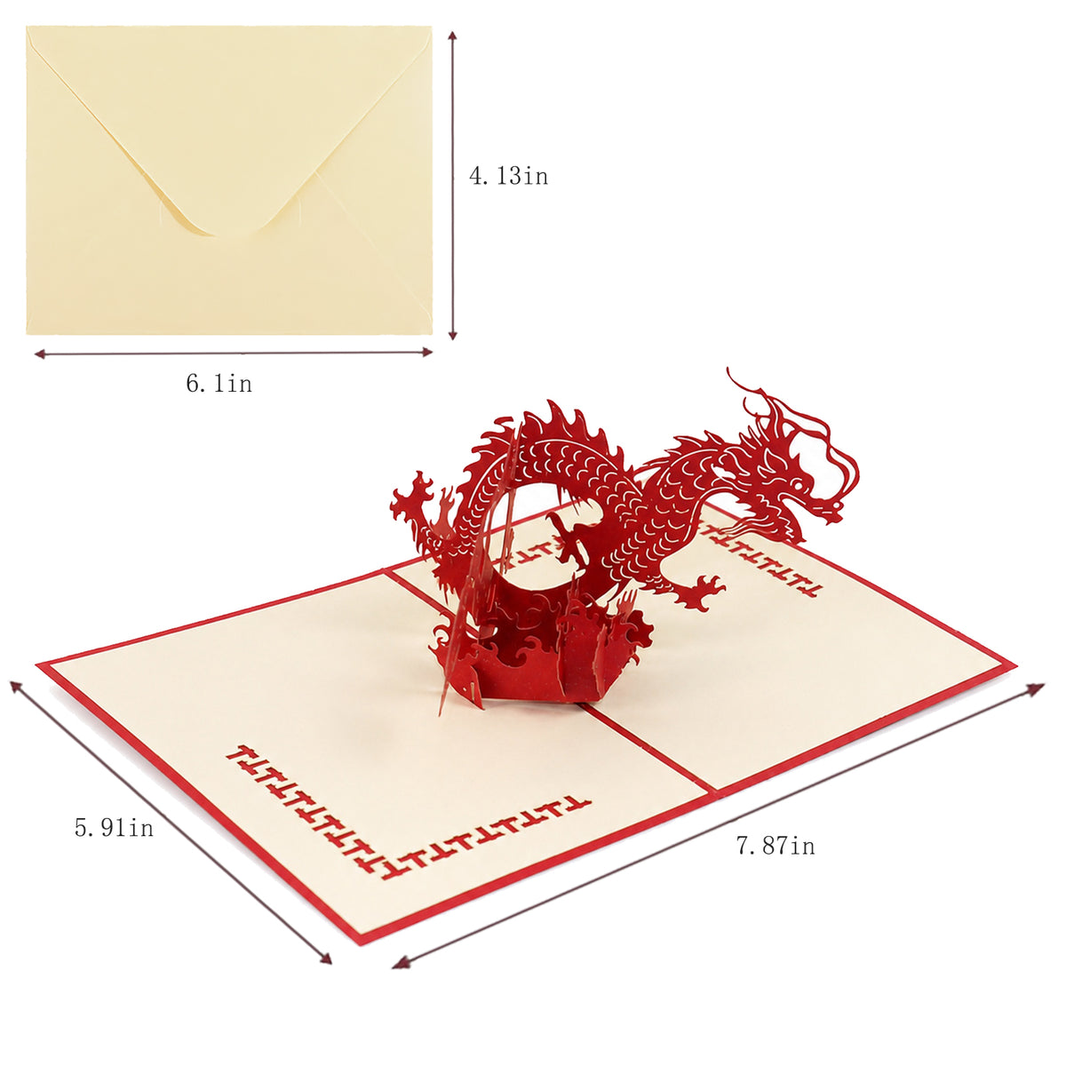 Red Dragon Pop-Up Celebration Card — CC-PH-008 card size guide