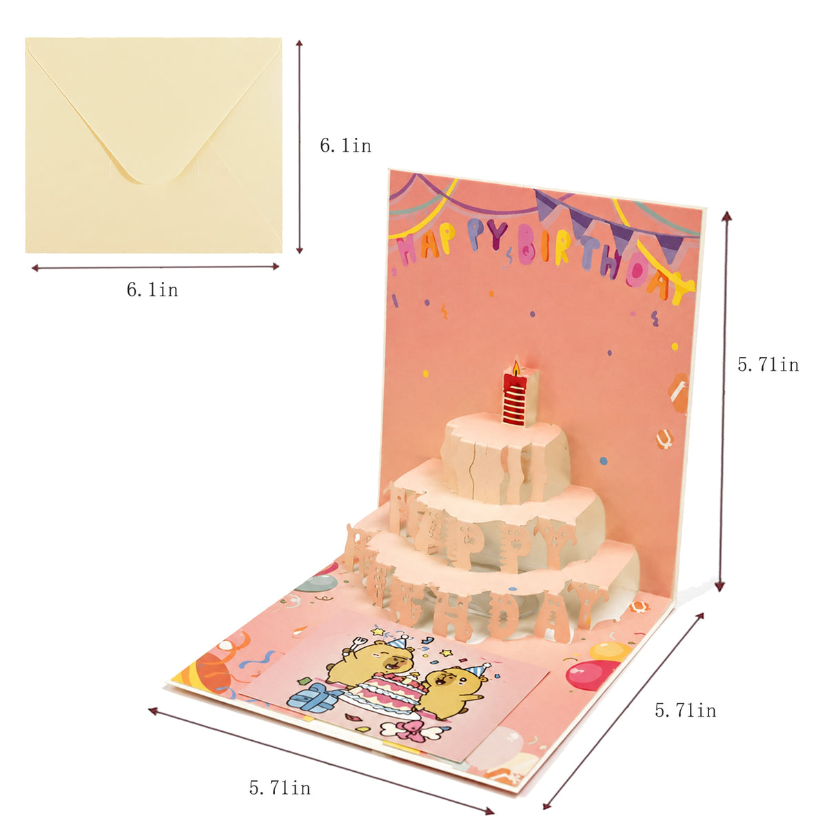 3D Pop-Up Birthday Cake Card — CC-PH-009 card size guide