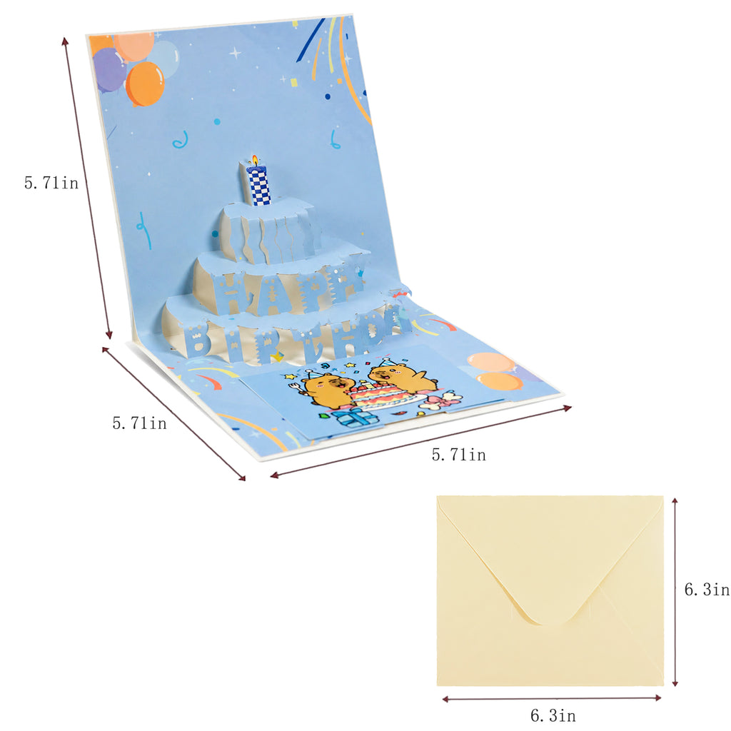 3D Pop-Up Birthday Cake Card — CC-PH-011 card size guide