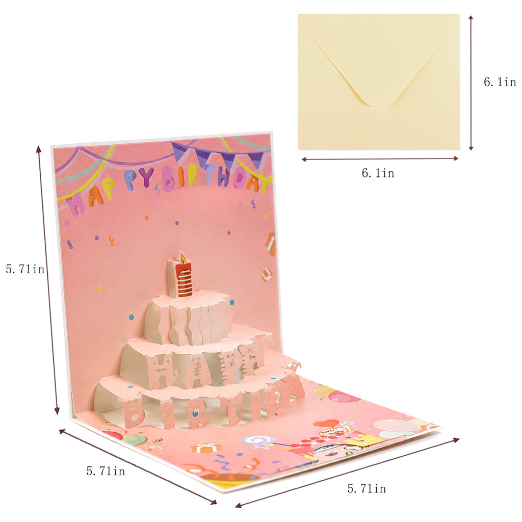3D Pop-Up Birthday Cake Card — CC-PH-013 card size guide