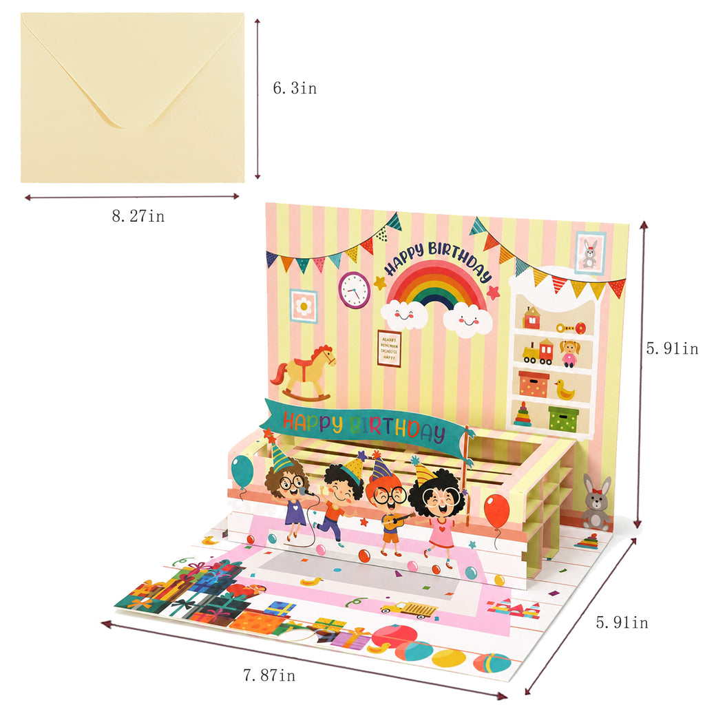 3D Pop-Up Party Table Birthday Card — CC-PH-014 card size guide