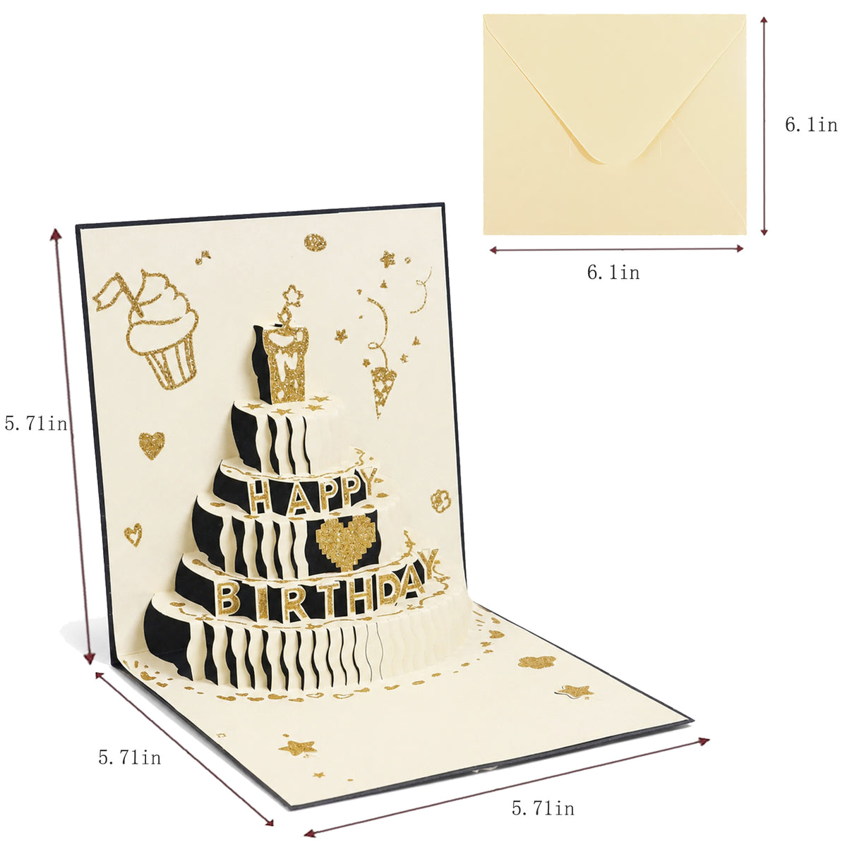 3D Pop-Up Birthday Cake Card — CC-PH-016 card size guide