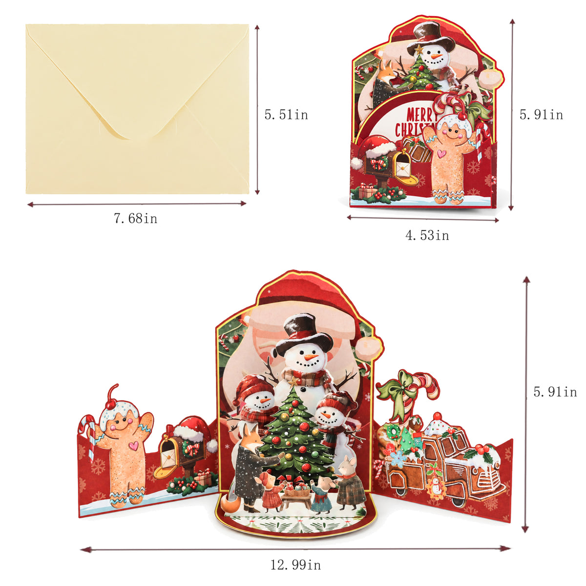 Santa Holiday Pop-Up Card — card size guide