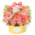 Pink Peony Gift Box Pop-Up Card — open 3D pop-up card view