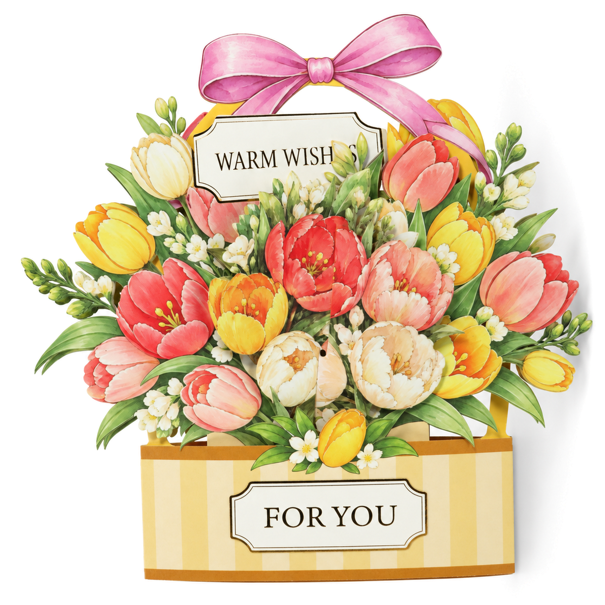 Tulip Gift Box Pop-Up Card — open 3D pop-up card view