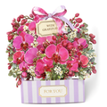 Burgundy Orchid Gift Box Pop-Up Card — open 3D pop-up card view