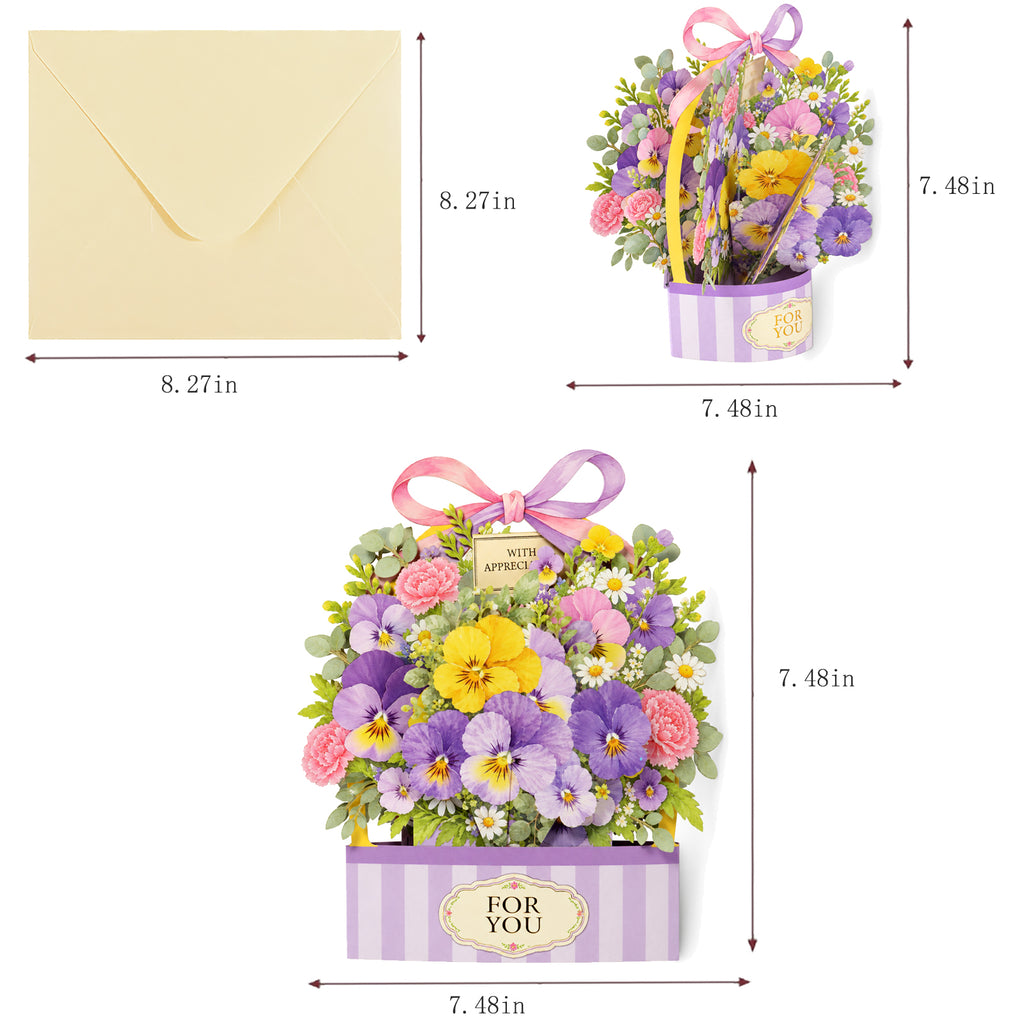 Lavender Garden Gift Box Pop-Up Card — card size guide