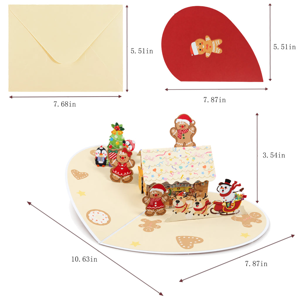 Gingerbread House Christmas Pop-Up Card — card size guide