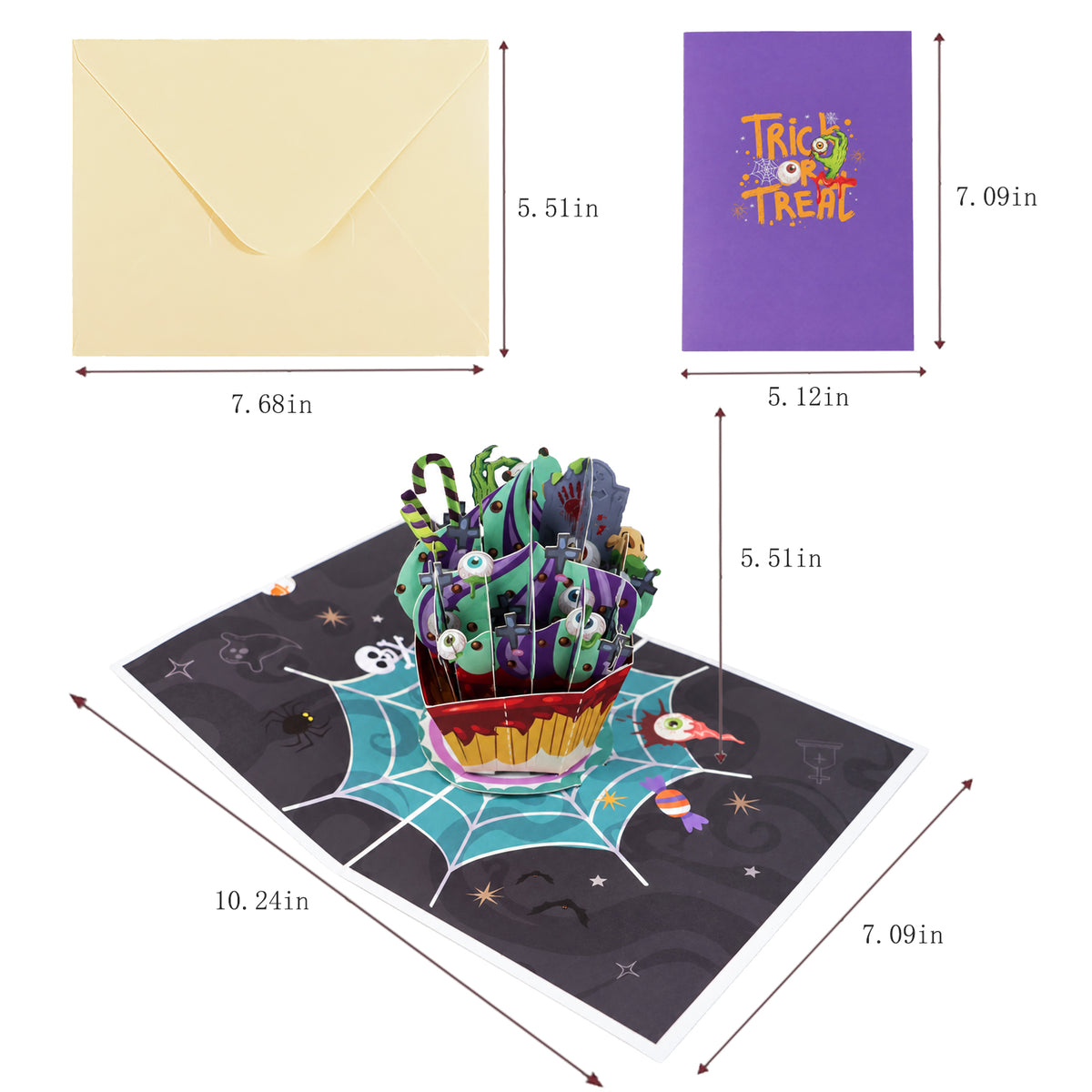 Spider Web Pop-Up Card — card size guide