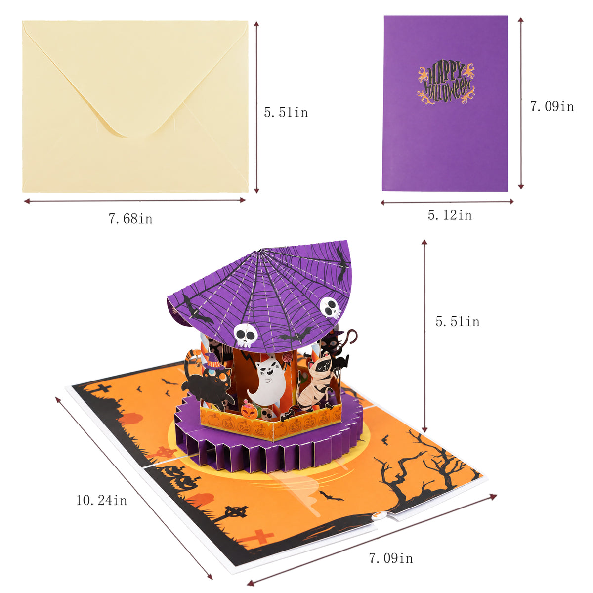 Witch Hat Pop-Up Card — card size guide