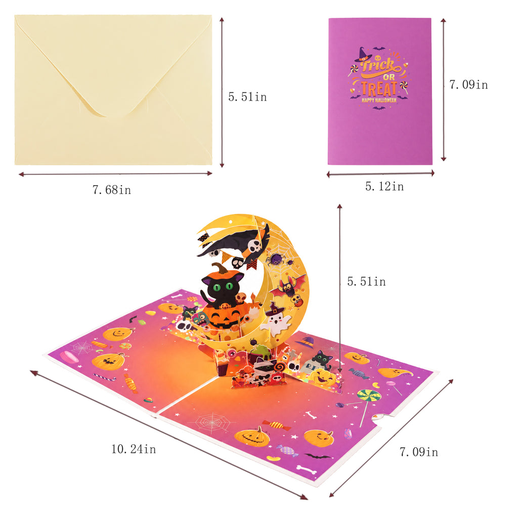 Halloween Moon Scene Pop-Up Card — card size guide