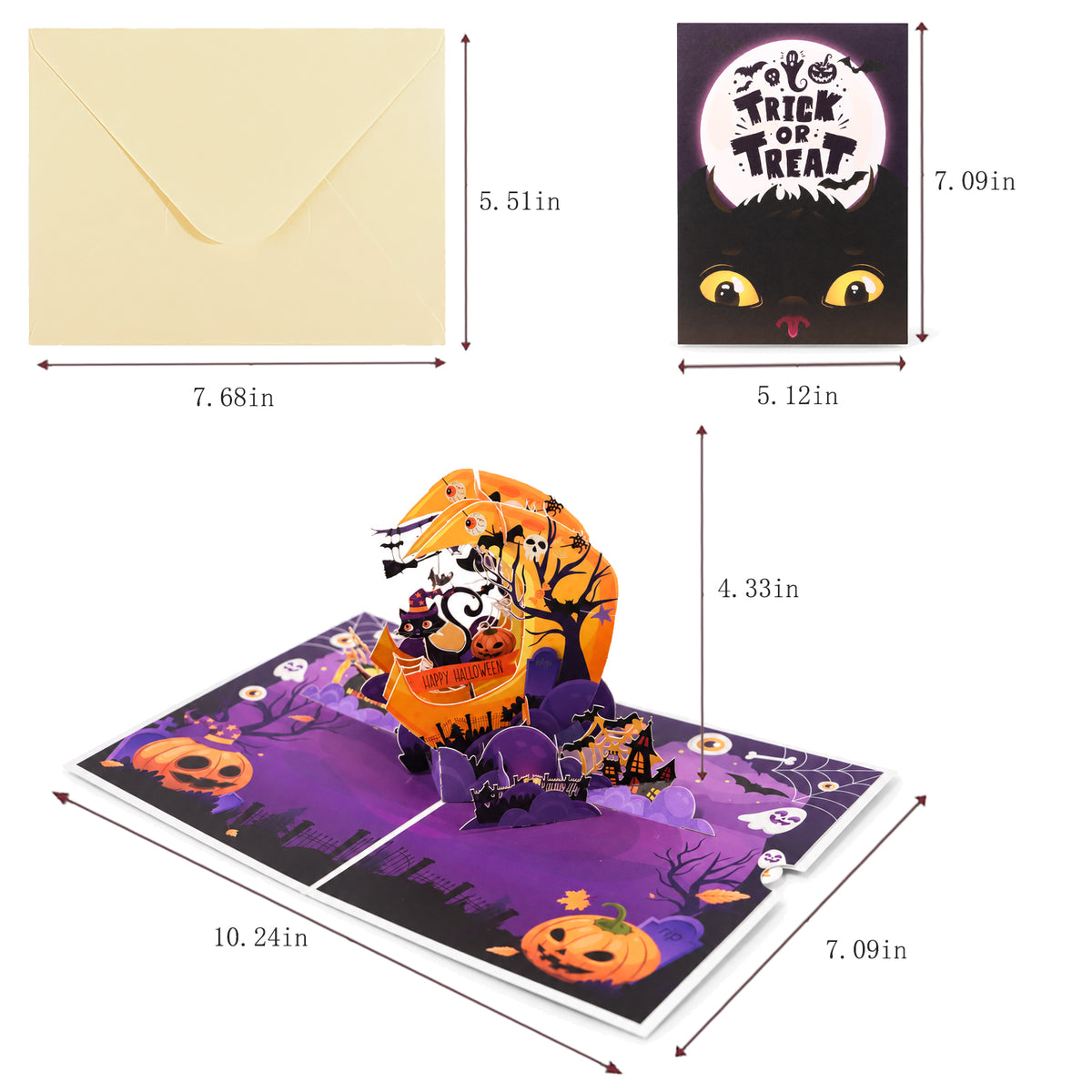 Trick-or-Treat Pop-Up Card — card size guide