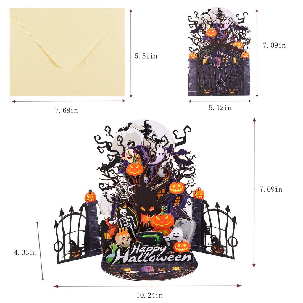 Halloween Party Gate Pop-Up Card — card size guide