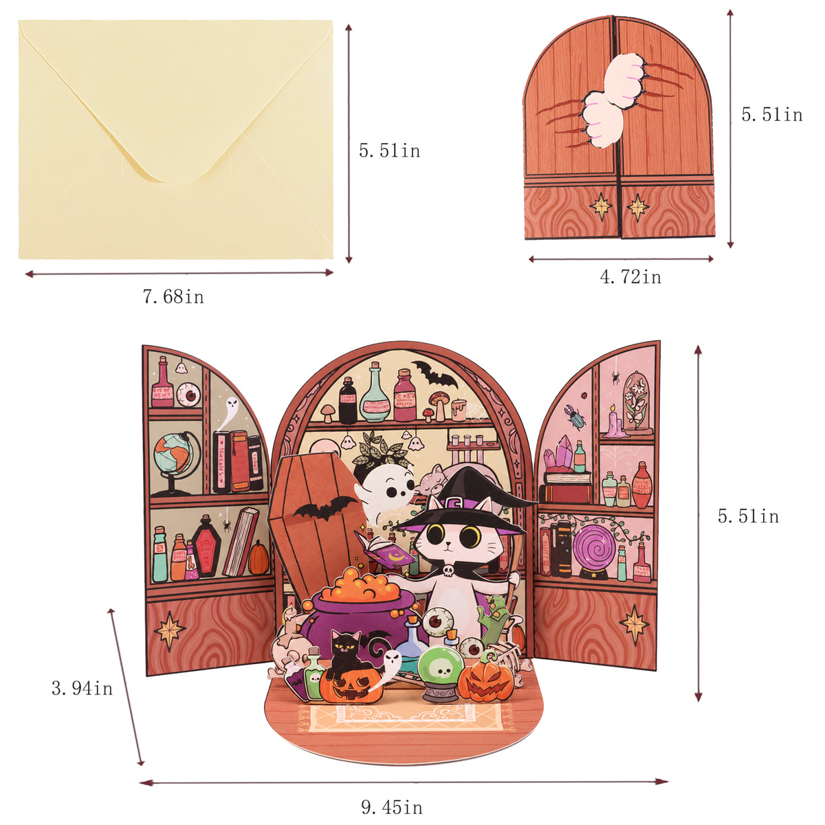 Merry Christmas Ribbon Pop-Up Card — card size guide