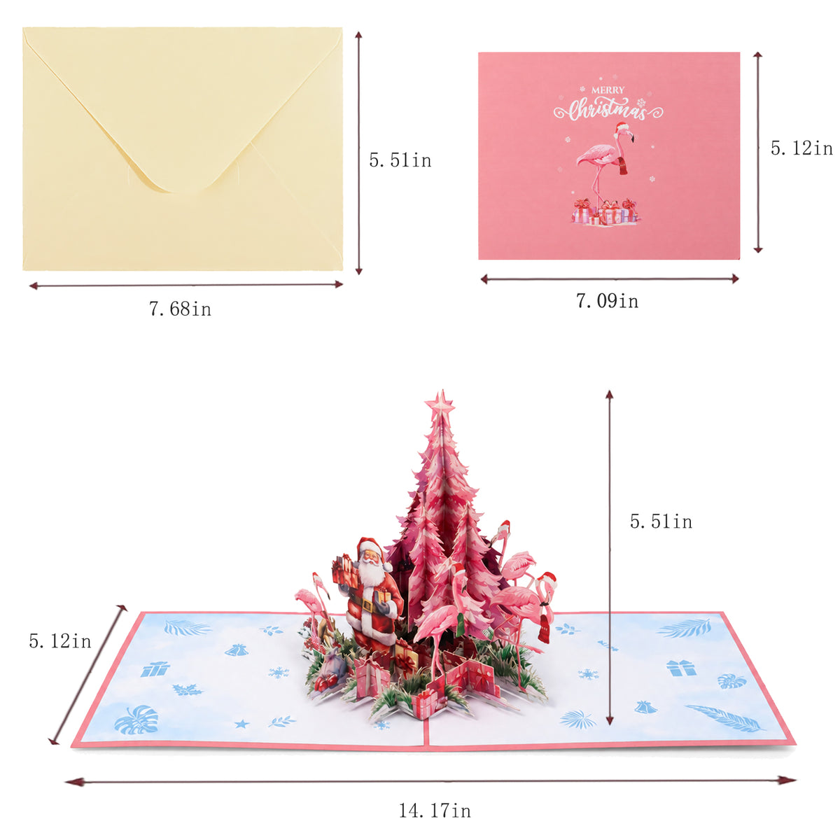 Merry Christmas Sign Pop-Up Card — card size guide