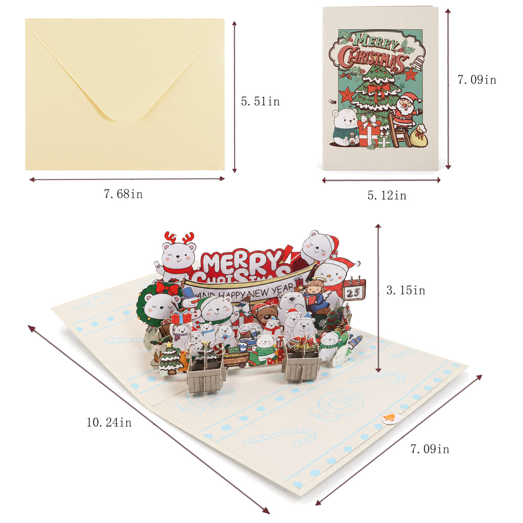 Merry Christmas Pop-Up Card — card size guide