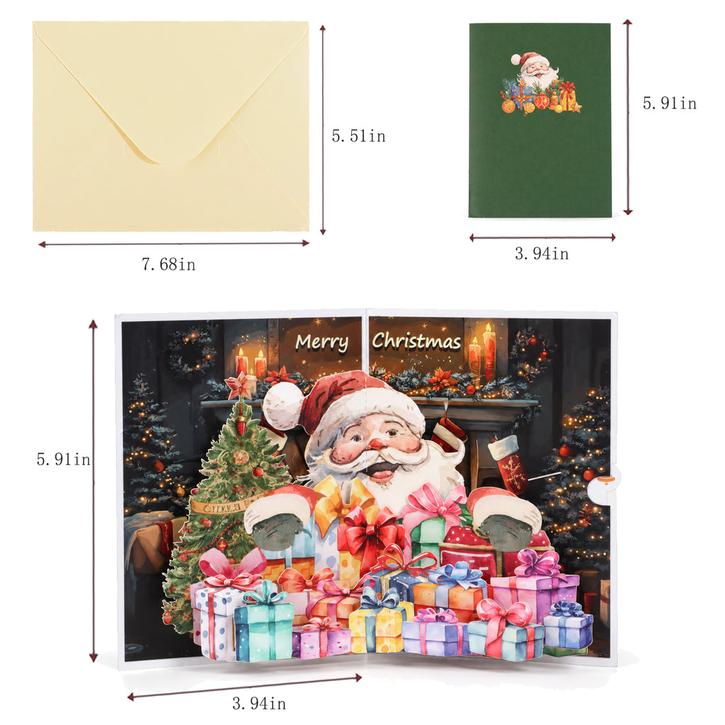 Santa Gift Pop-Up Card — card size guide