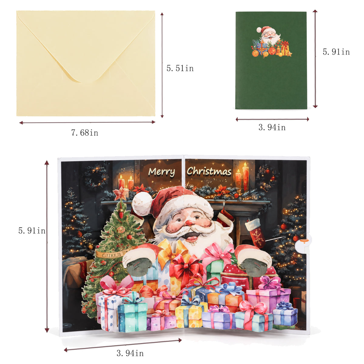 Santa Gift Pop-Up Card — card size guide