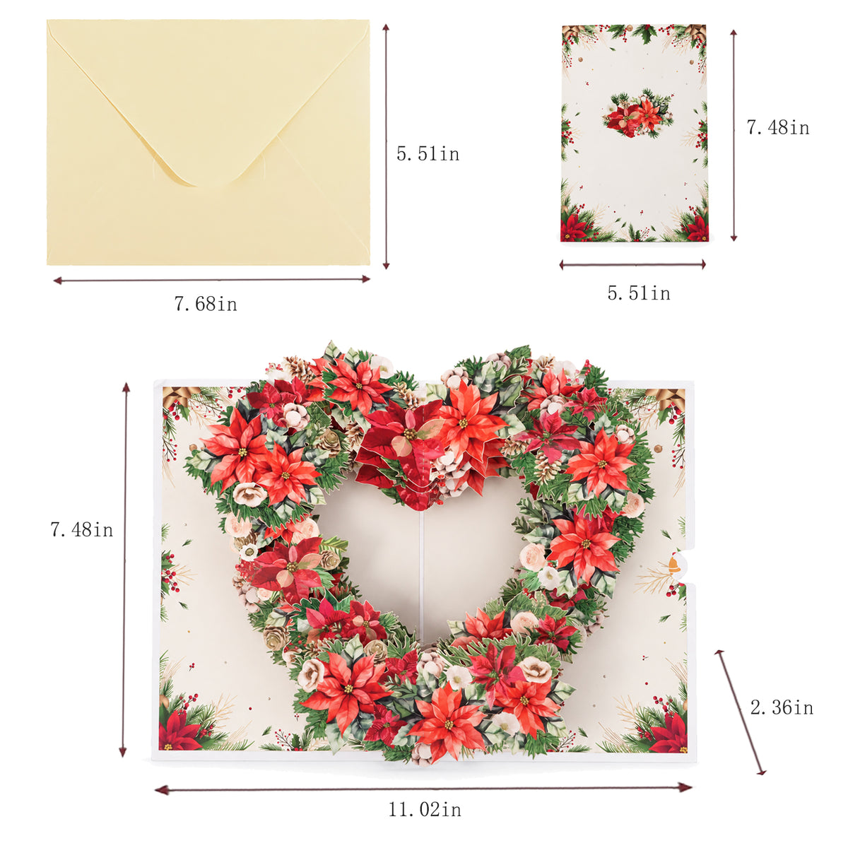 Festive Floral Pop-Up Card — card size guide
