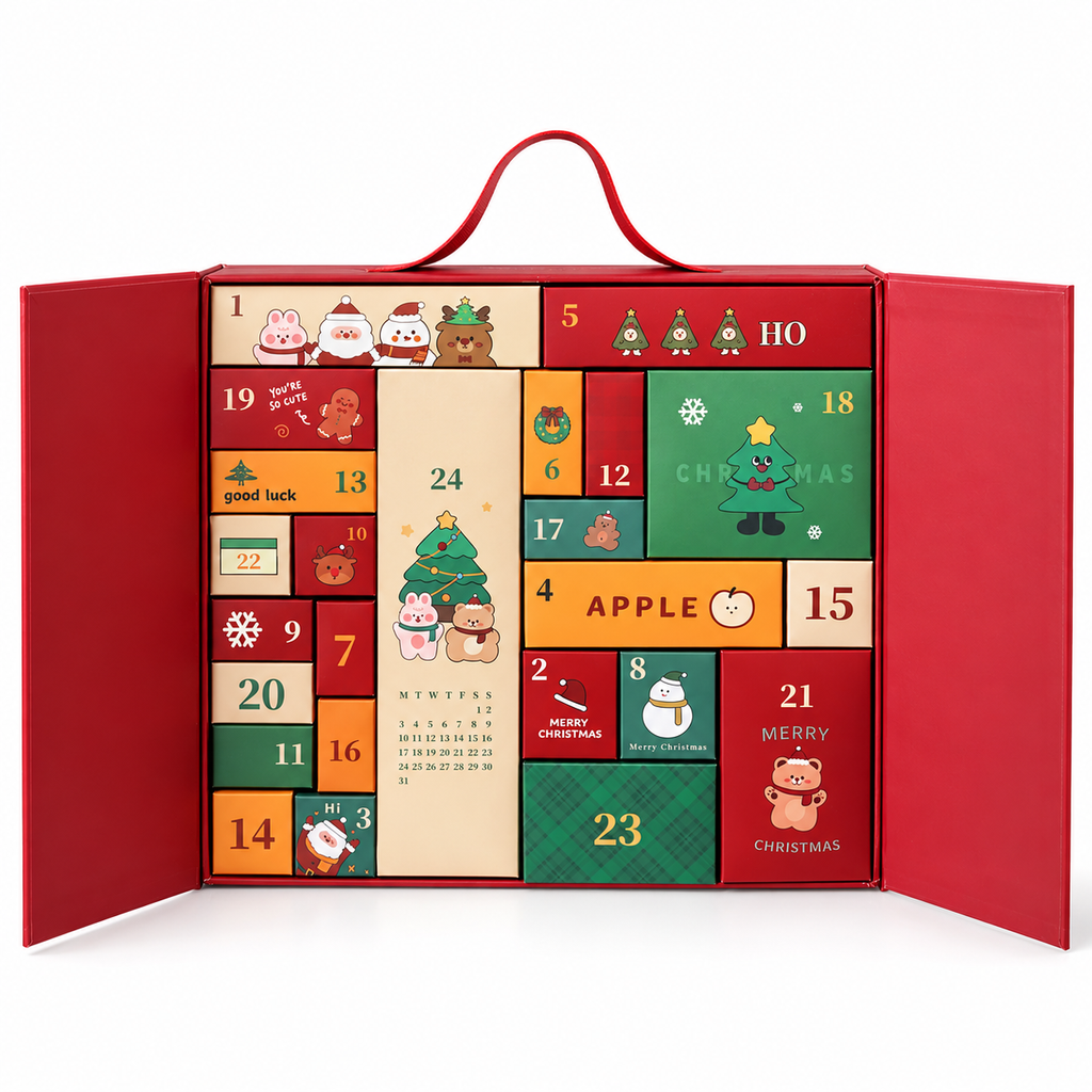 Christmas advent calendar gift box open compartment view