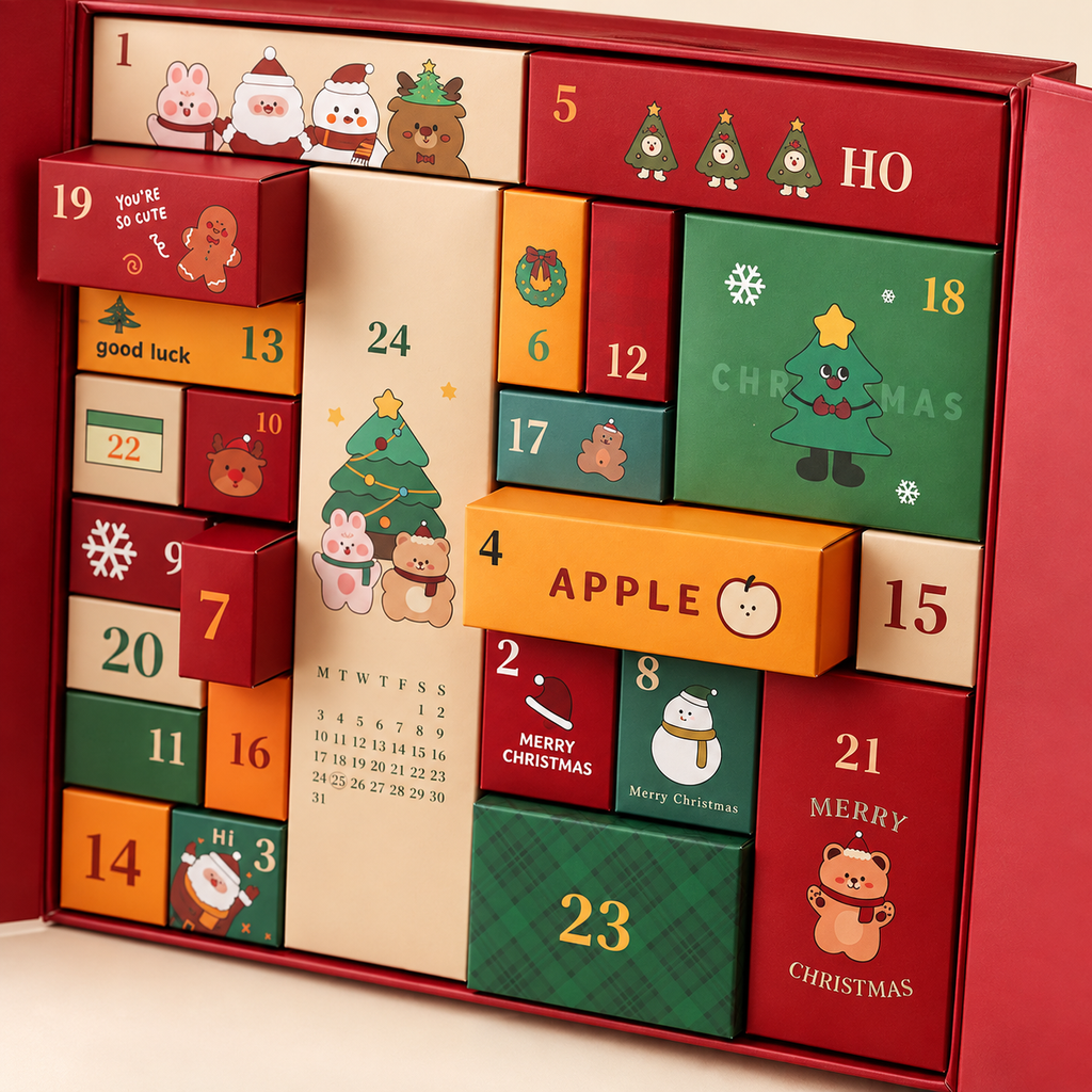 Christmas advent calendar gift box numbered drawer detail