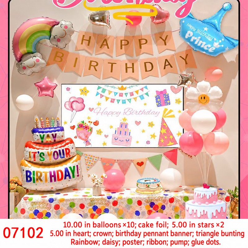 Cake Crown Rainbow Daisy Balloon Set