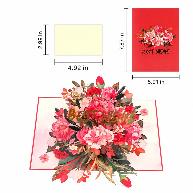 Red Cover Rotating Carnation Pop-Up Card