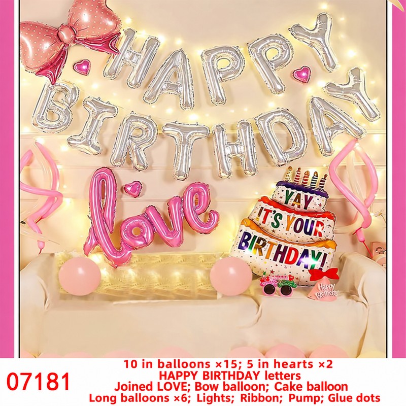 Bow Cake Heart Letter Balloon Set