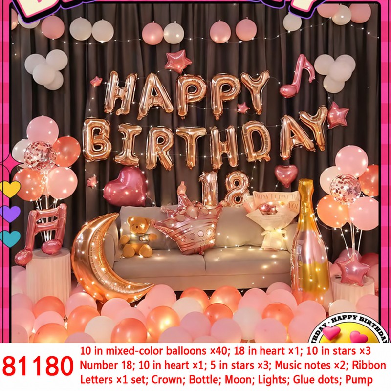 Music Note Moon Bottle Number 18 Balloon Set