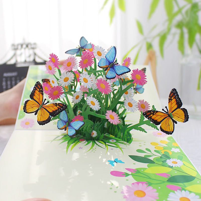 Flowers And Butterflies Pop-Up Card