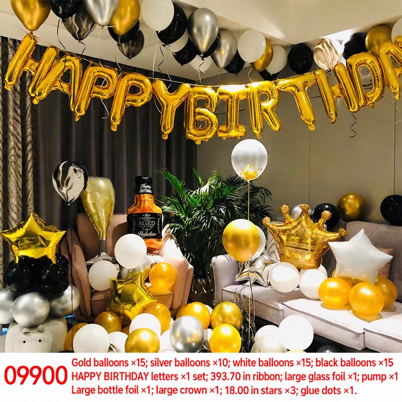 Gold Black Glass Bottle Crown Balloon Set