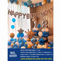 Blue Gold Crown Iridescent Star Balloon Set