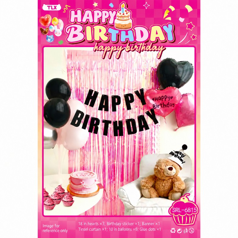 Heart Tinsel Curtain Sticker Balloon Set