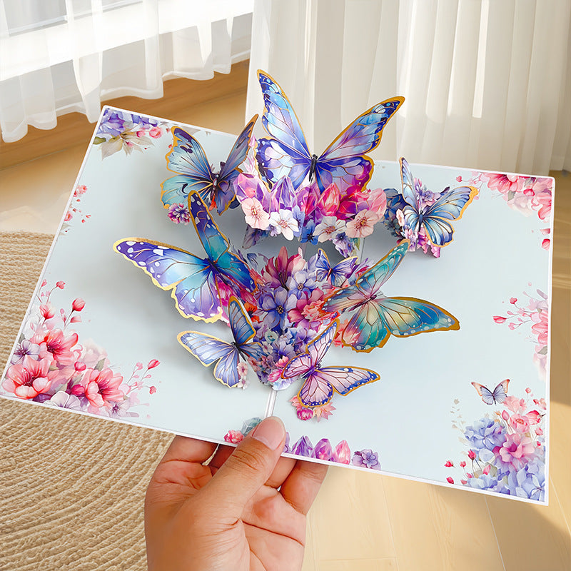 Blue Cover Gold Foil Butterfly Card