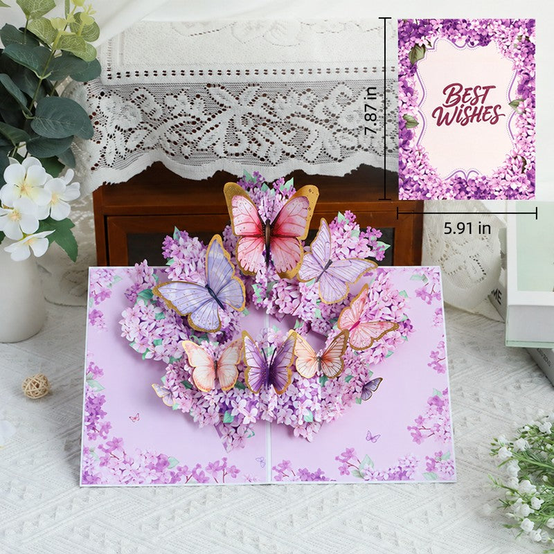 Lilac Butterfly Dance Pop-Up Card