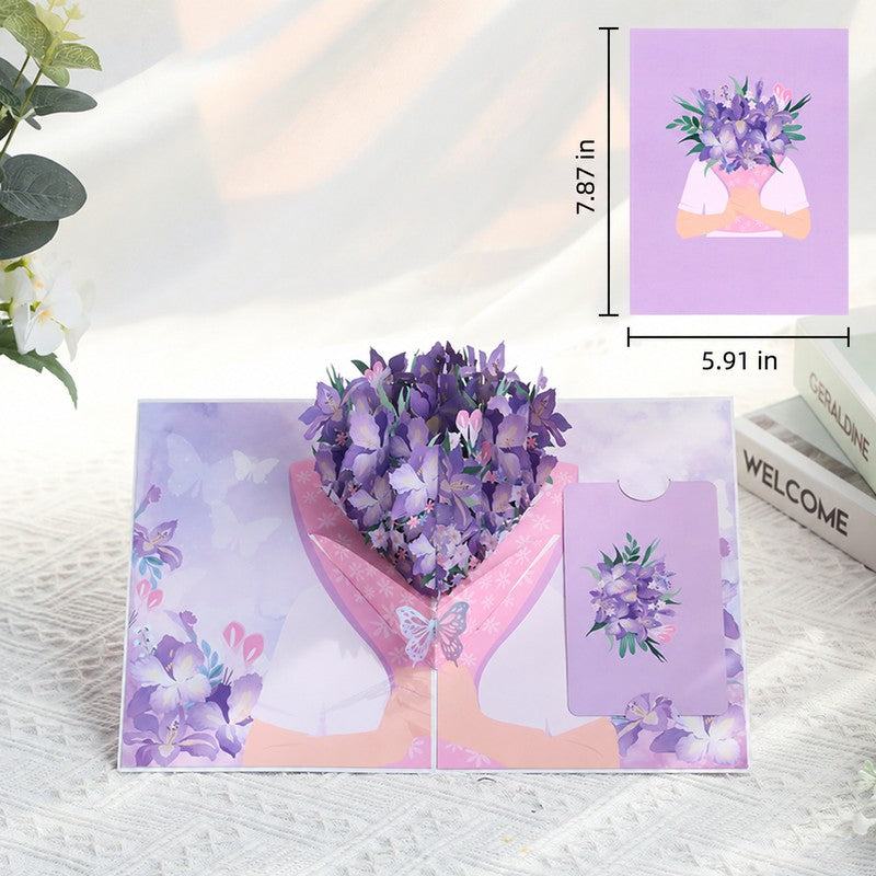 Purple Orchid Bouquet Pop-Up Card