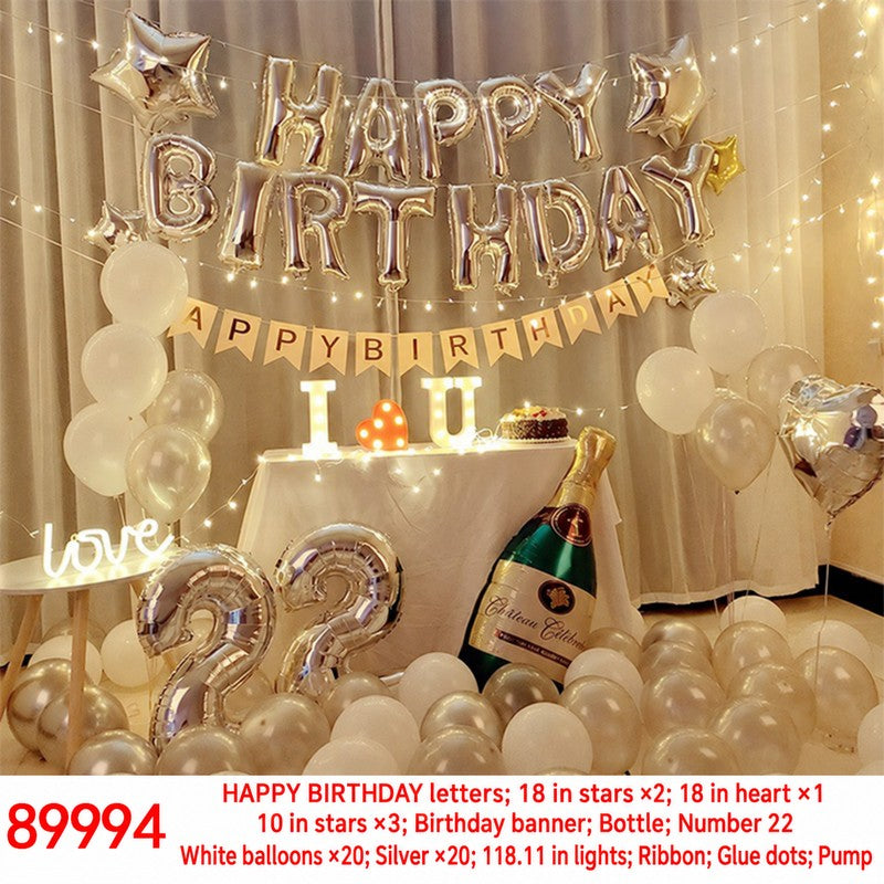 Silver Star Bottle Number 22 Balloon Set