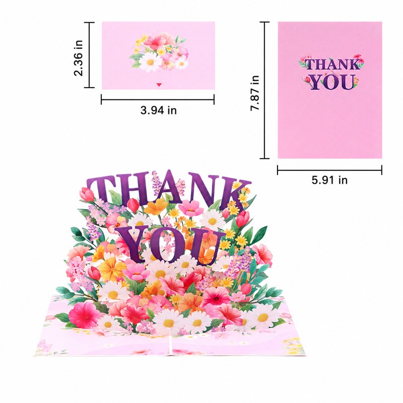 Pink Purple Thank You Pop-Up Card