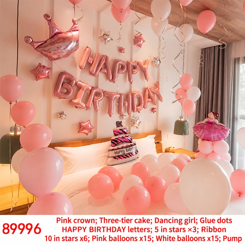 Pink Crown Cake Dancing Girl Balloon Set