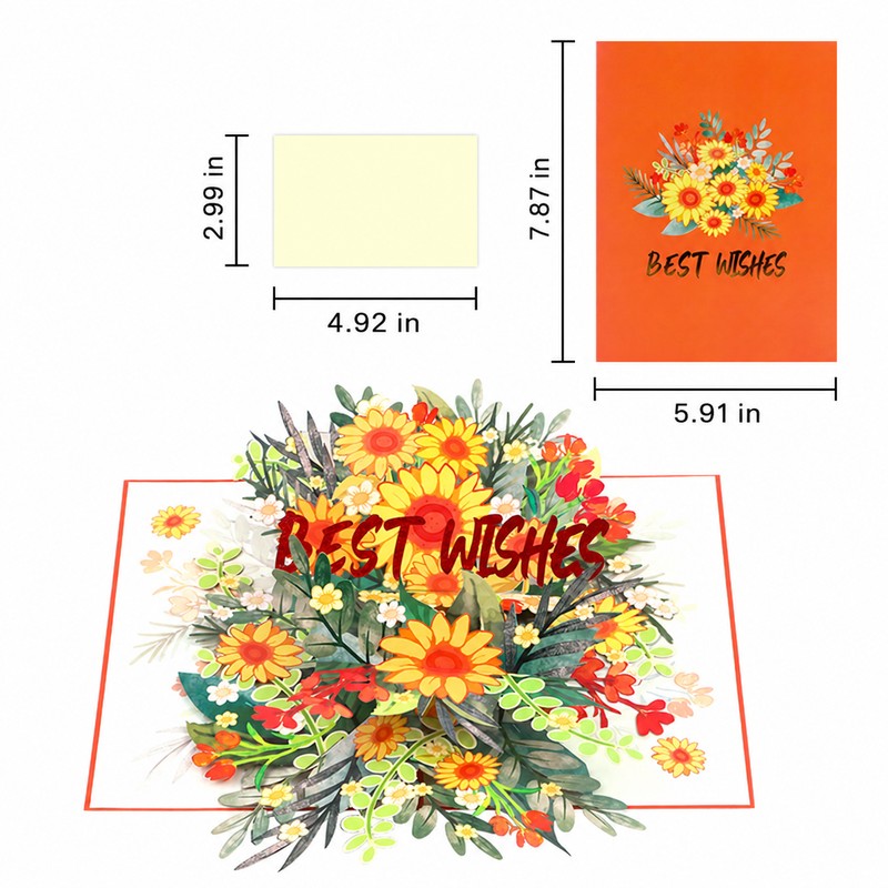 Orange Cover Rotating Sunflower Pop-Up Card