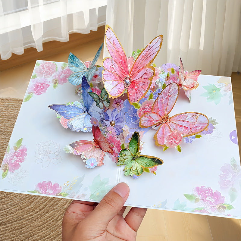 Pink Baroque Butterfly Pop-Up Card