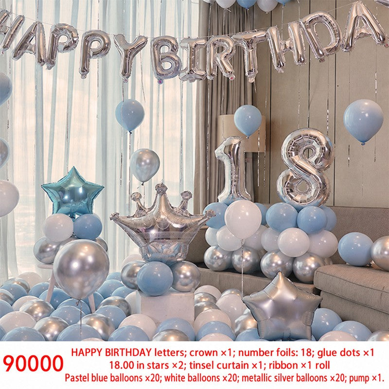 Pastel Blue Crown Number 18 Balloon Set