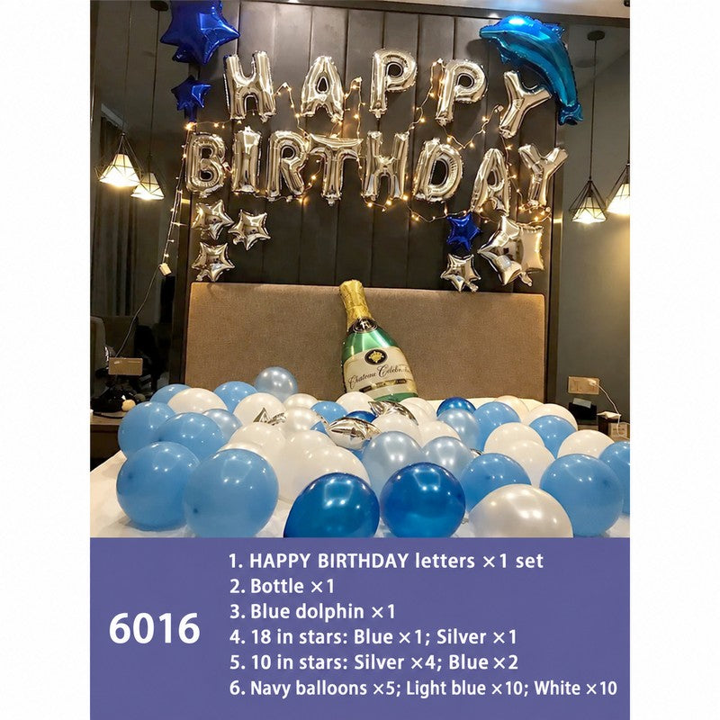 Blue Dolphin Bottle Navy Star Balloon Set