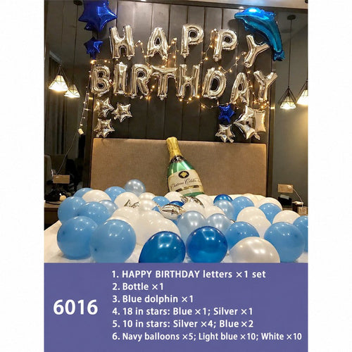 Blue Dolphin Bottle Navy Star Balloon Set