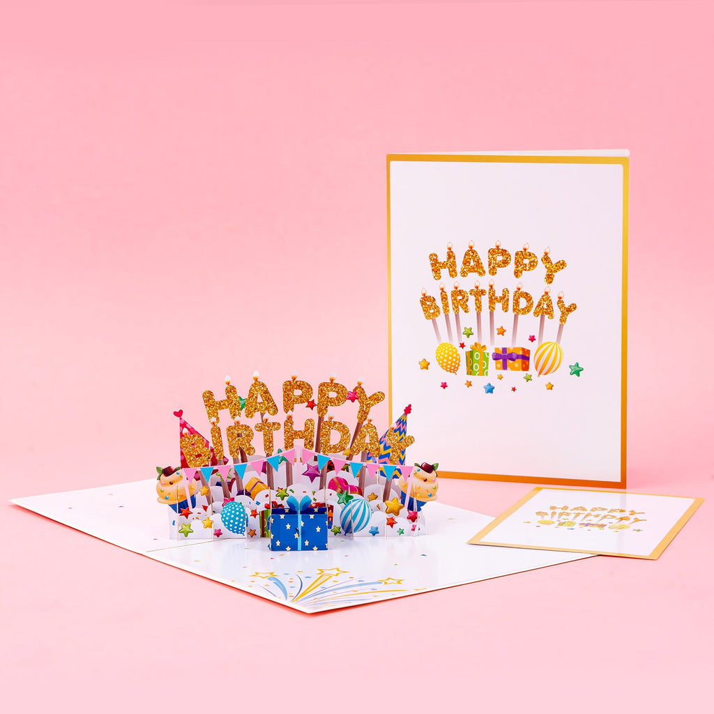 Colorful Birthday Lettering Pop-Up Card