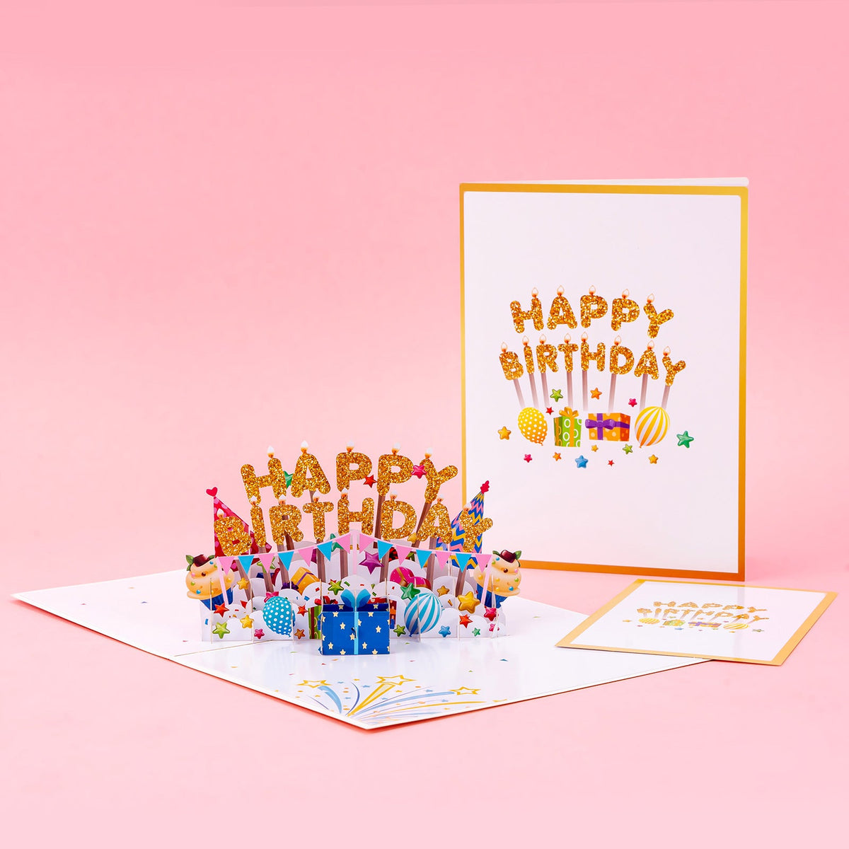 Colorful Birthday Lettering Pop-Up Card