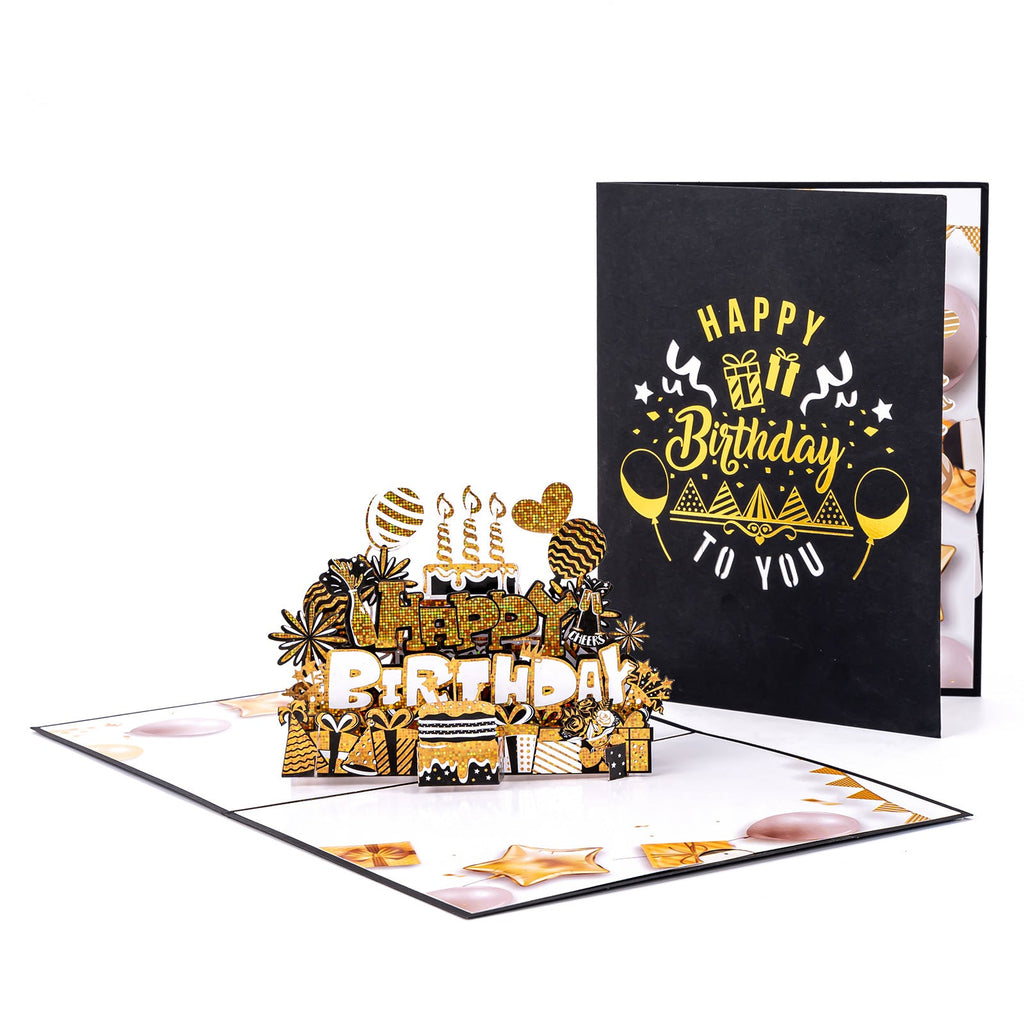 Black & Gold Birthday Pop-Up Card