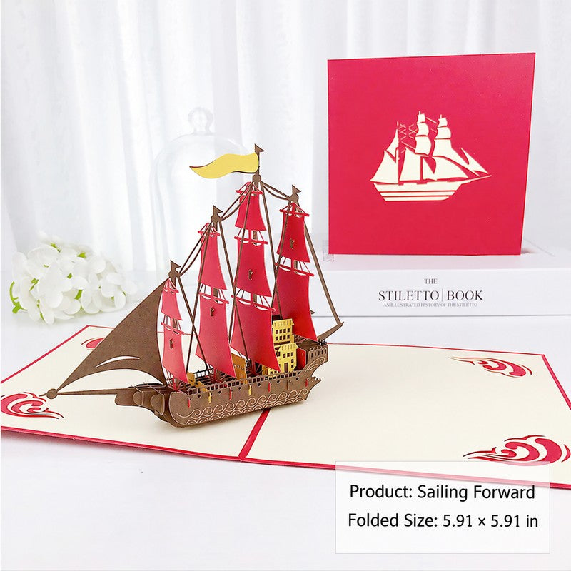 Riding the Waves Sailboat Pop-Up Card